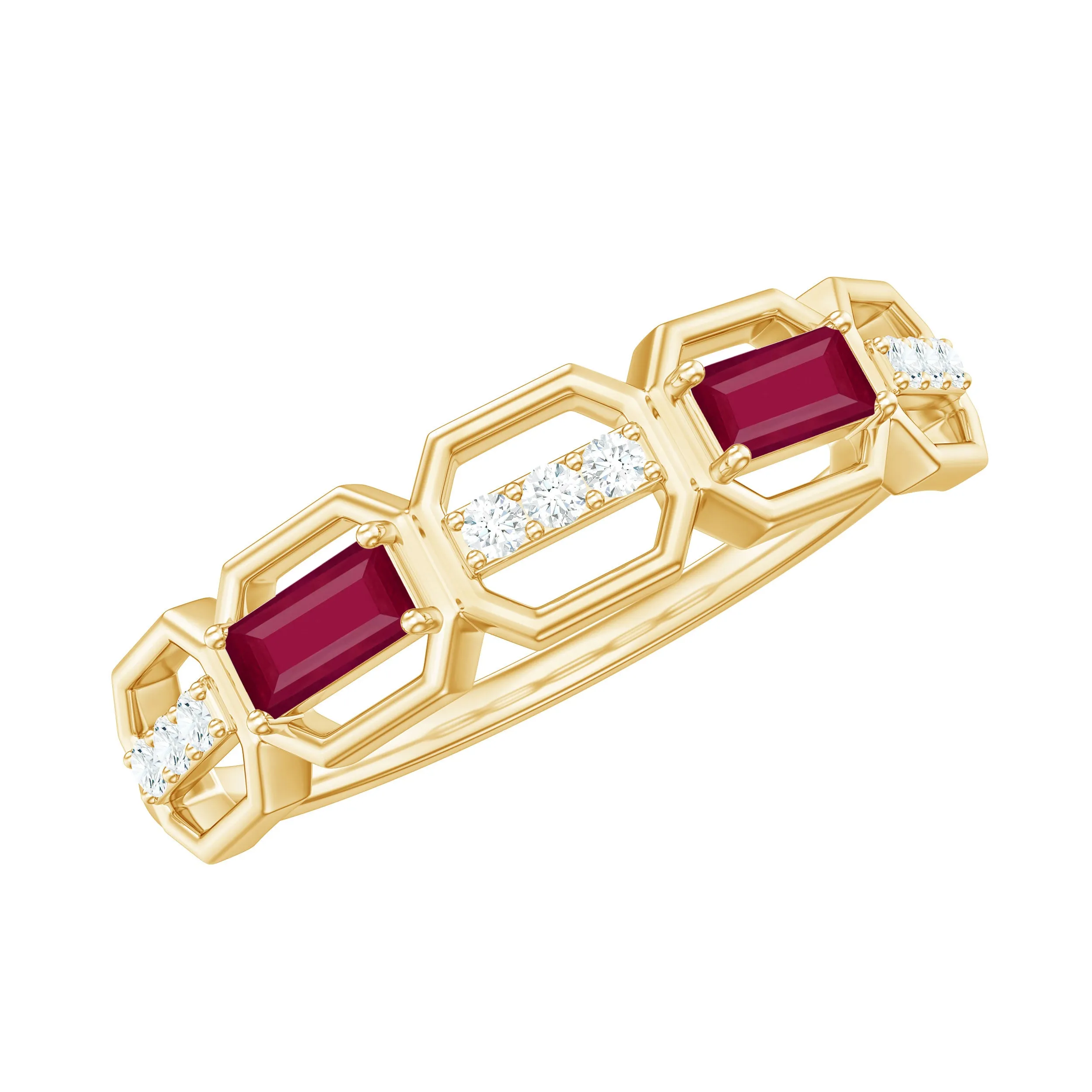 Classic Half Eternity Ring with Ruby and Diamond