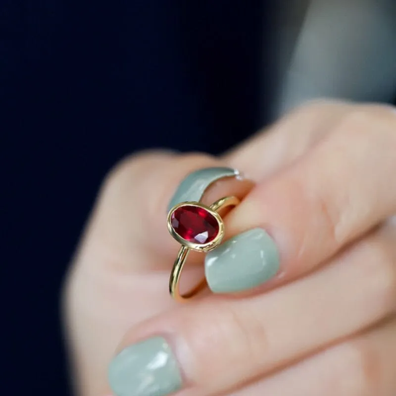 Classic Oval Ruby Adjustable Ring