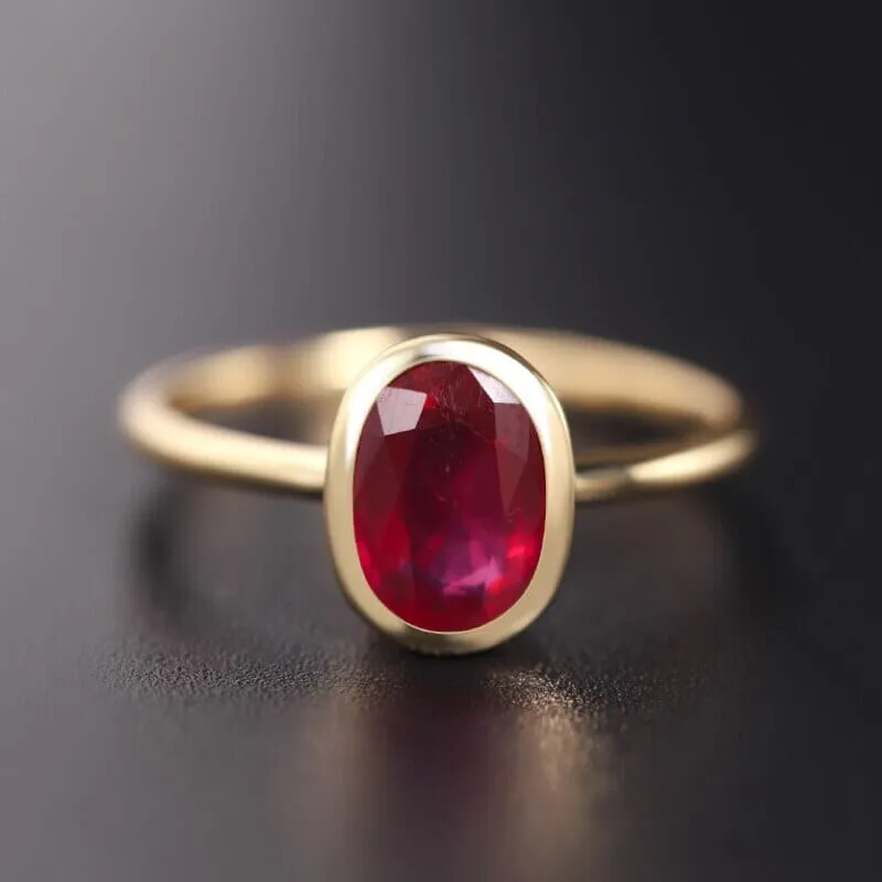 Classic Oval Ruby Adjustable Ring