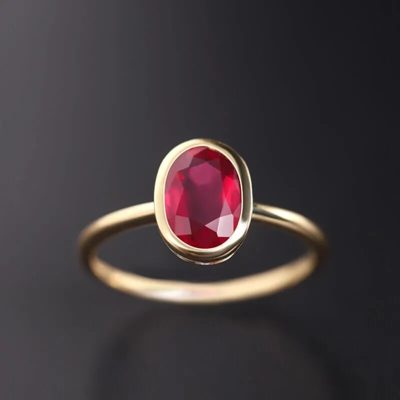 Classic Oval Ruby Adjustable Ring