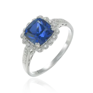 Classic Sapphire Ring with Accented Halo