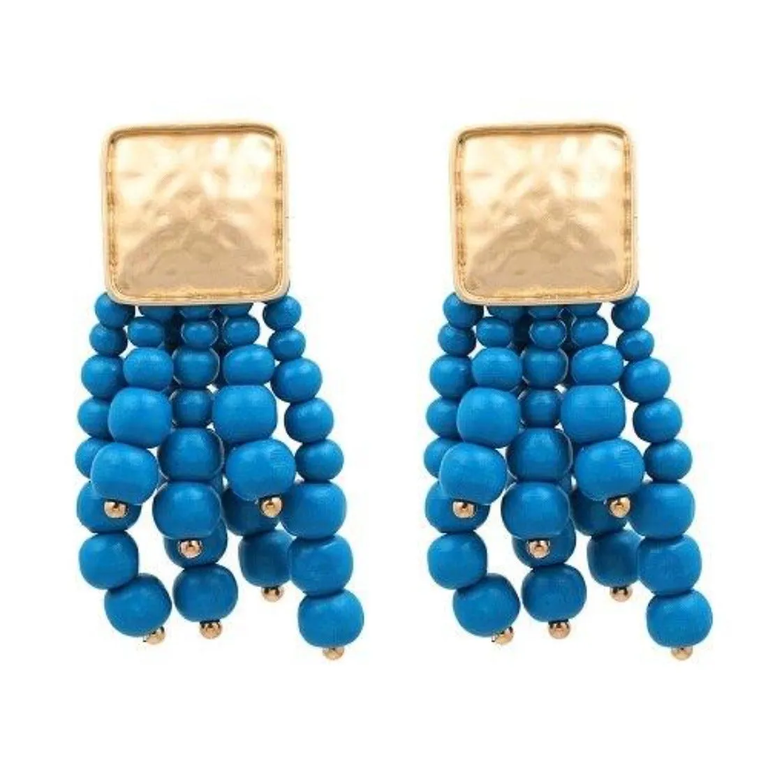 Colorful Ethnic Bohemia Wooden Tassel Drop Dangle Statement Earrings