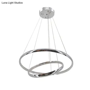 Contemporary LED Acrylic Ring Chandelier Pendant - Warm/White Light