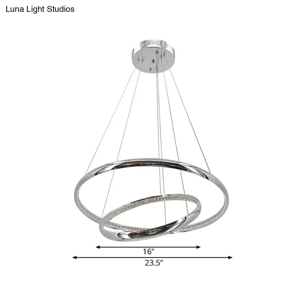 Contemporary LED Acrylic Ring Chandelier Pendant - Warm/White Light