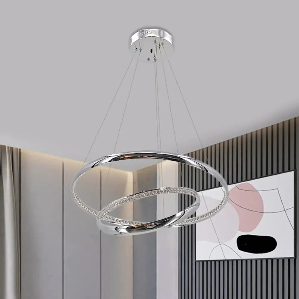 Contemporary LED Acrylic Ring Chandelier Pendant - Warm/White Light