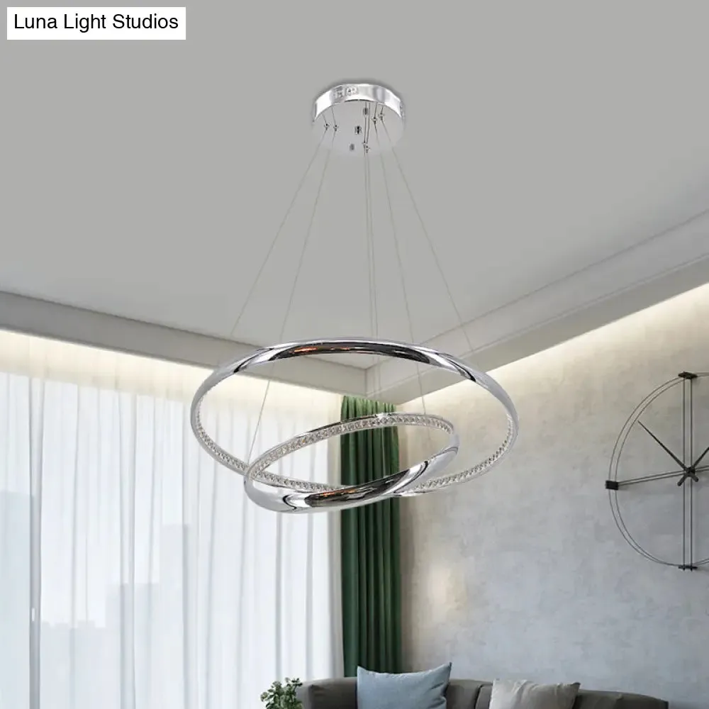 Contemporary LED Acrylic Ring Chandelier Pendant - Warm/White Light