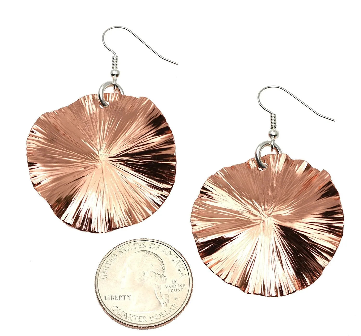 Copper Lily Pad Earrings - Medium