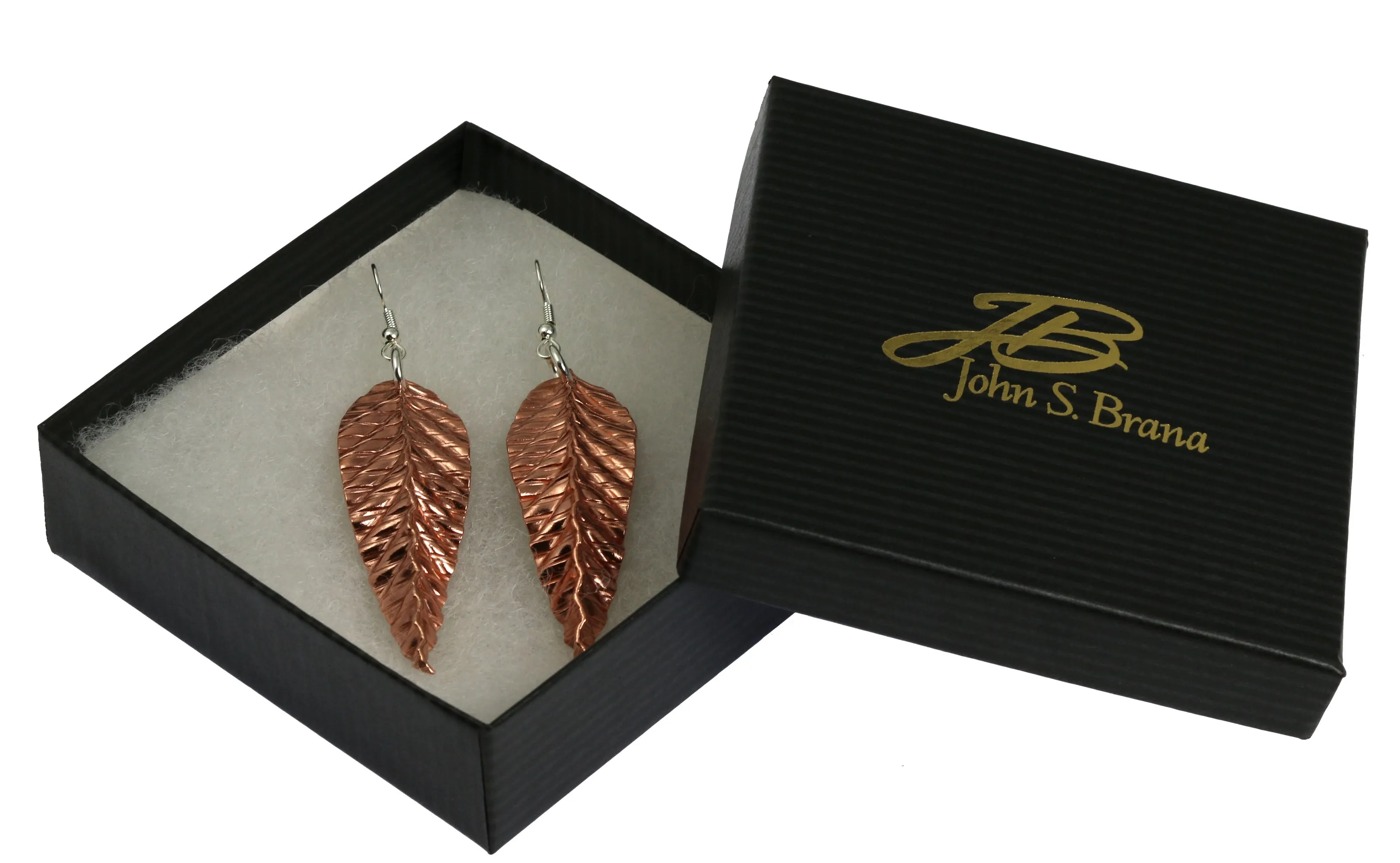 Corrugated Fold Formed Copper Leaf Earrings