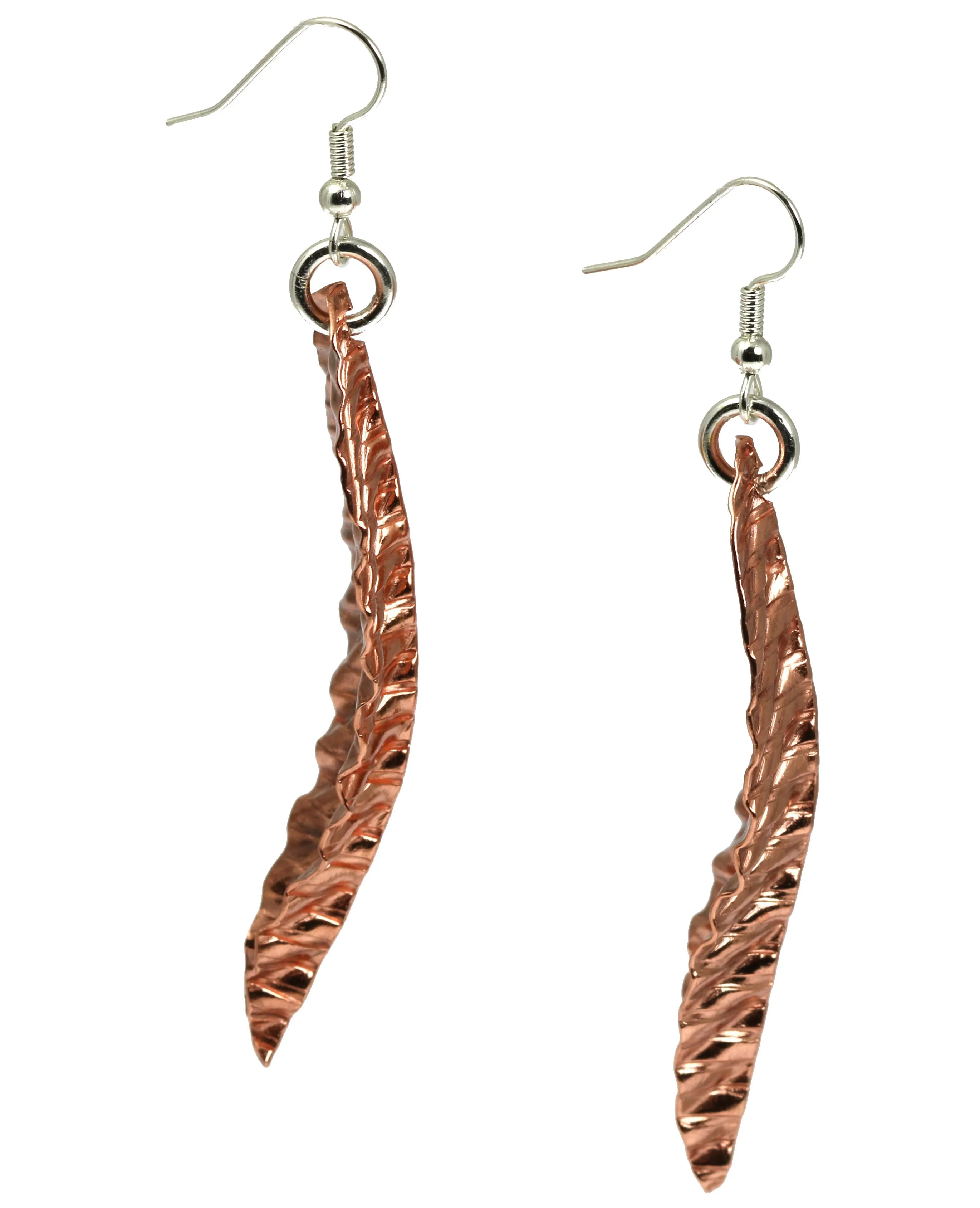 Corrugated Fold Formed Copper Leaf Earrings