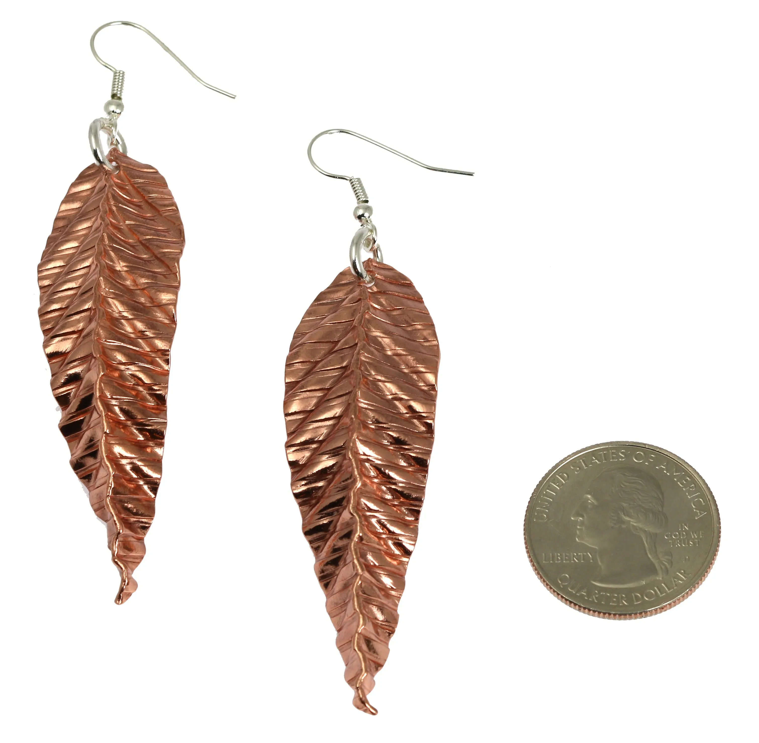 Corrugated Fold Formed Copper Leaf Earrings