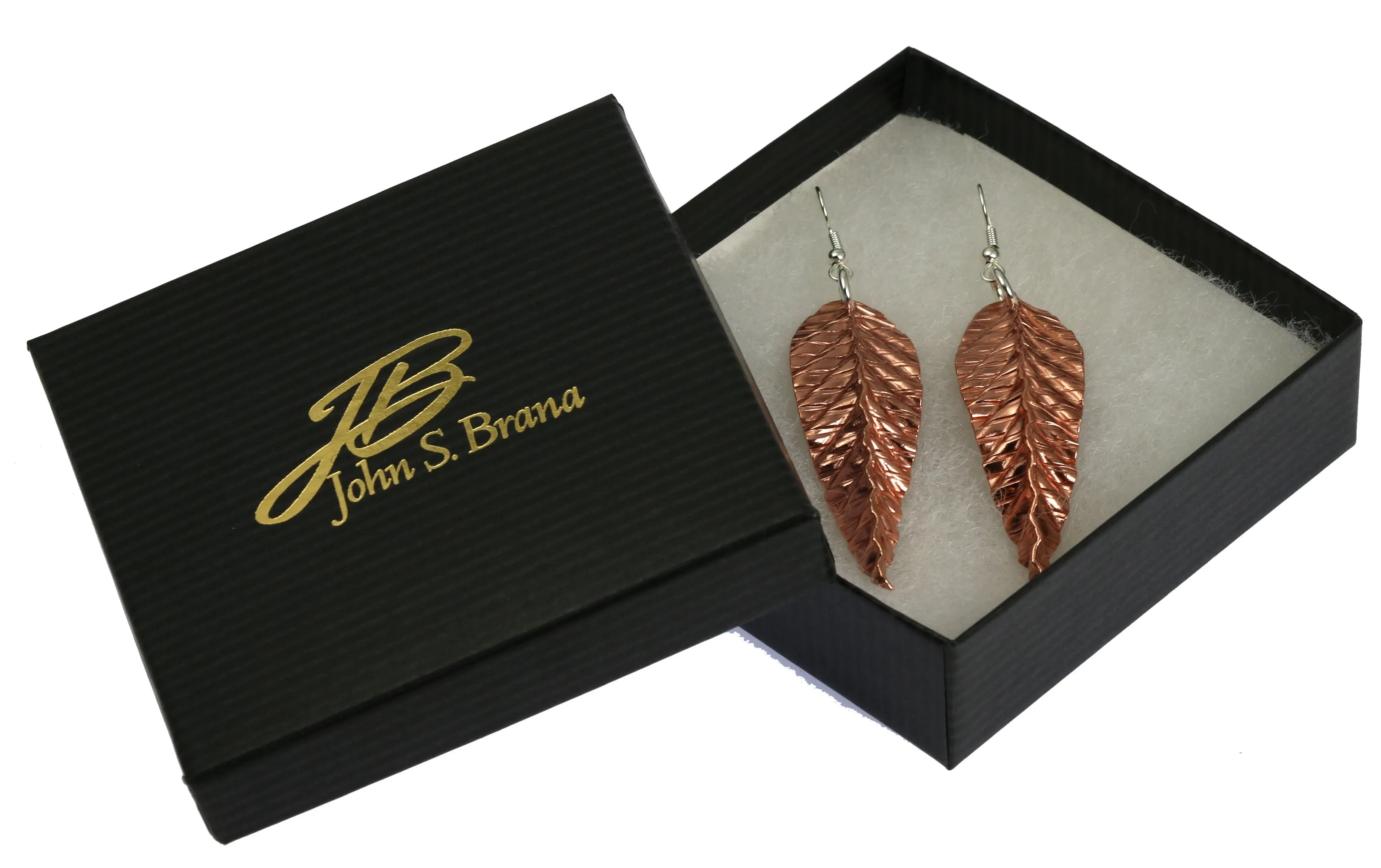 Corrugated Fold Formed Copper Leaf Earrings