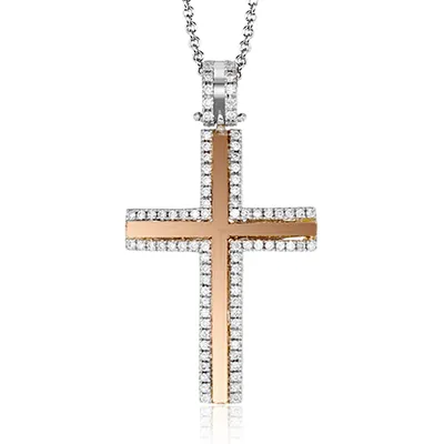 Cross Pendant Necklace in 18k Gold with Diamonds