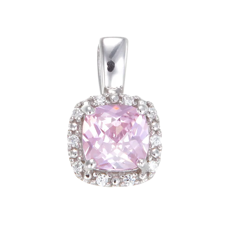 Dazzling Pink Pendant with Sparkling Halo