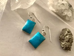 Deep Blue Turquoise Akoni Earrings - Square