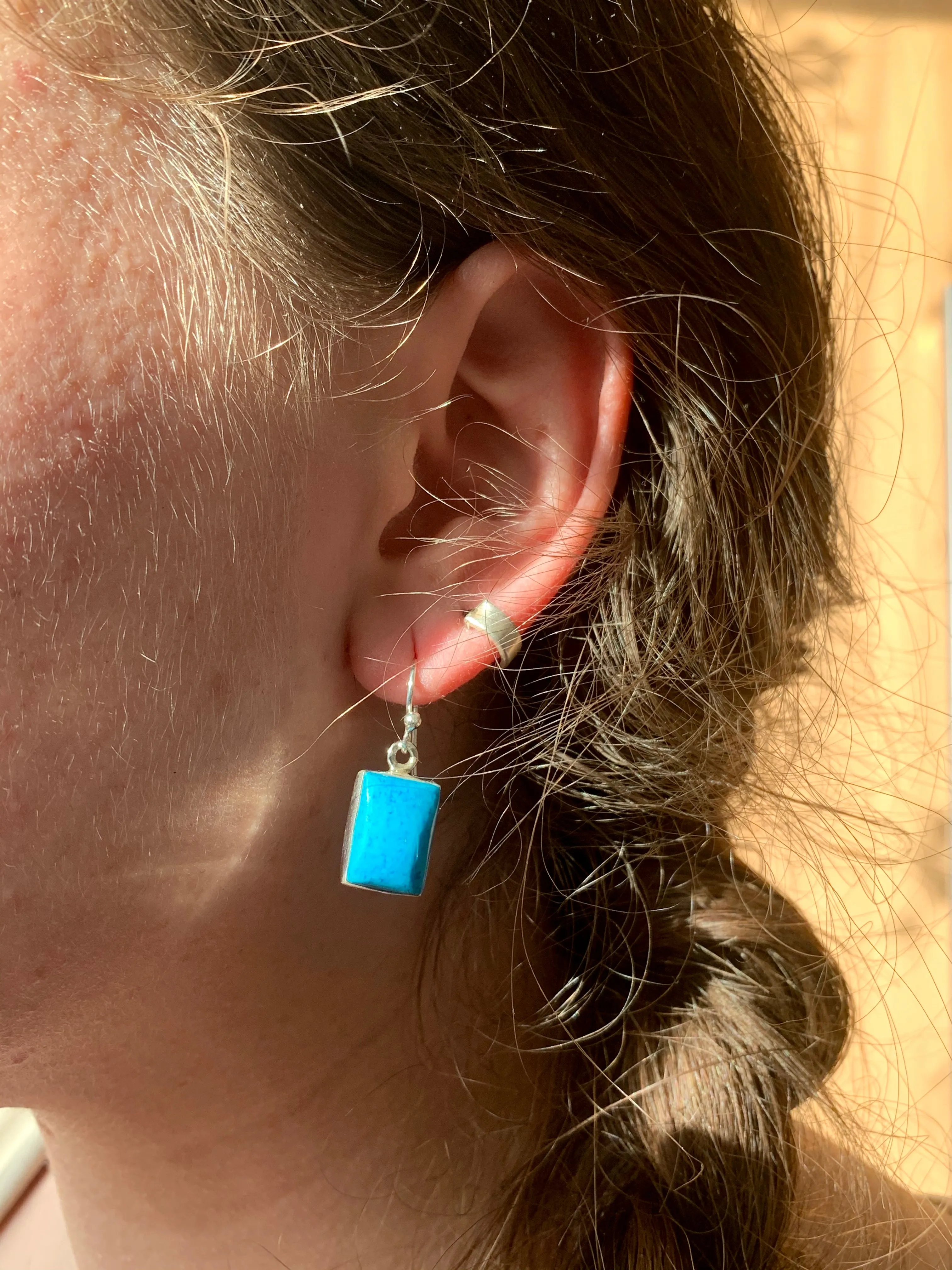 Deep Blue Turquoise Akoni Earrings - Square