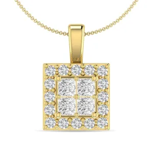 Diamond 1/2 Ct.Tw. Round and Princess Fashion Pendant in 14K Yellow Gold