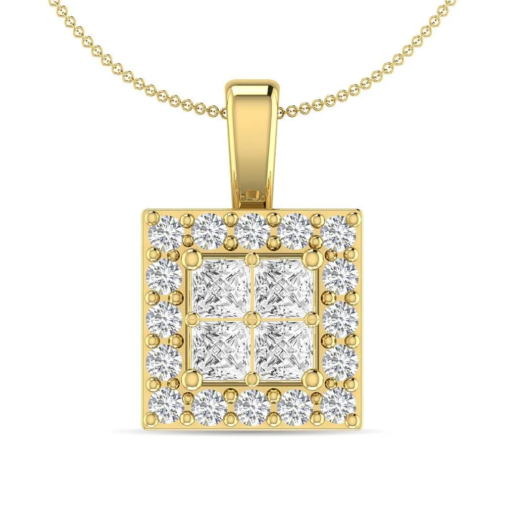 Diamond 1/2 Ct.Tw. Round and Princess Fashion Pendant in 14K Yellow Gold