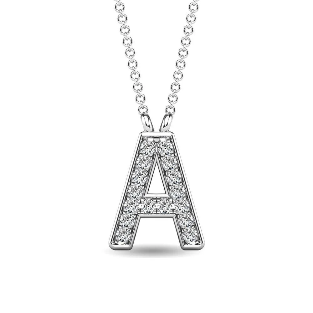 Diamond 1/20 Ct.Tw. Letter A Pendant in 10K White Gold