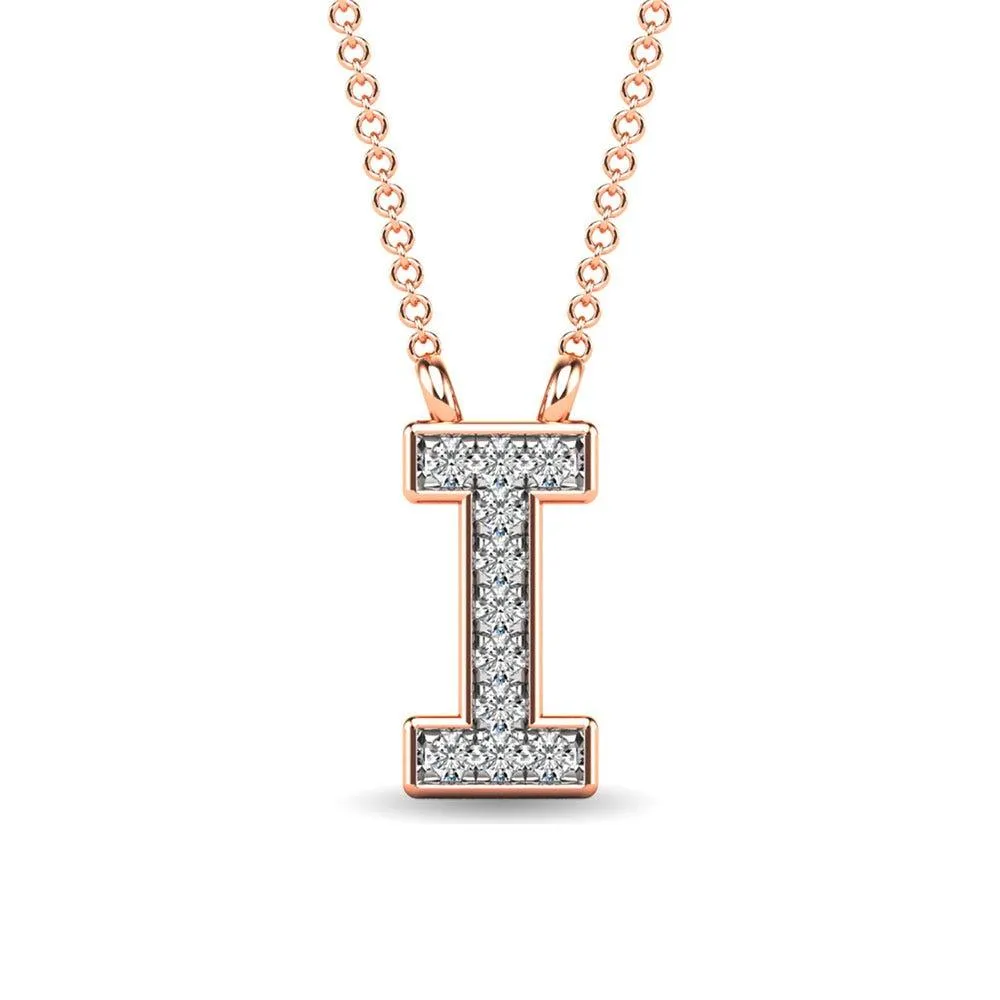 Diamond 1/20 Ct.Tw. Letter I Pendant in 10K Rose Gold