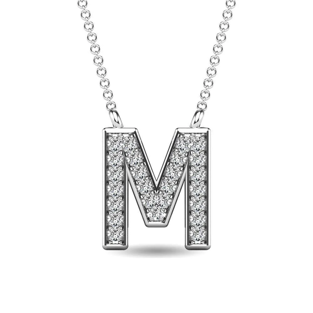 Diamond 1/20 Ct.Tw. Letter M Pendant in 10K White Gold