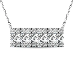 Diamond 1/4 ct tw Bar Necklace in 14K White Gold