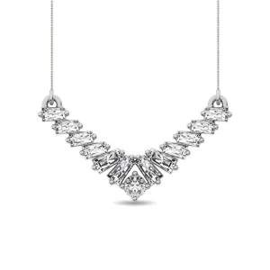 Diamond 1/5 Ct.Tw. Round and Baguette Fashion Necklace in 10K White Gold