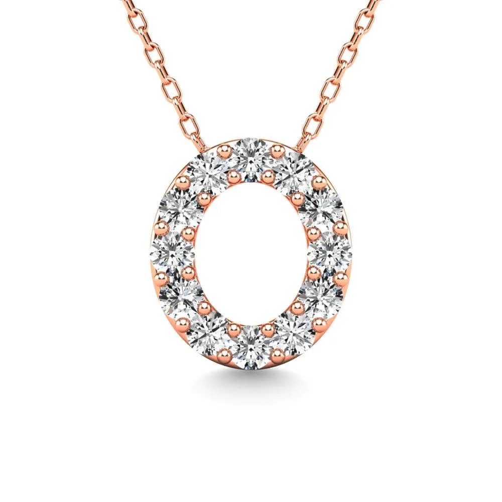 Diamond 1/8 Ct.Tw. Letter O Pendant in 14K Rose Gold"