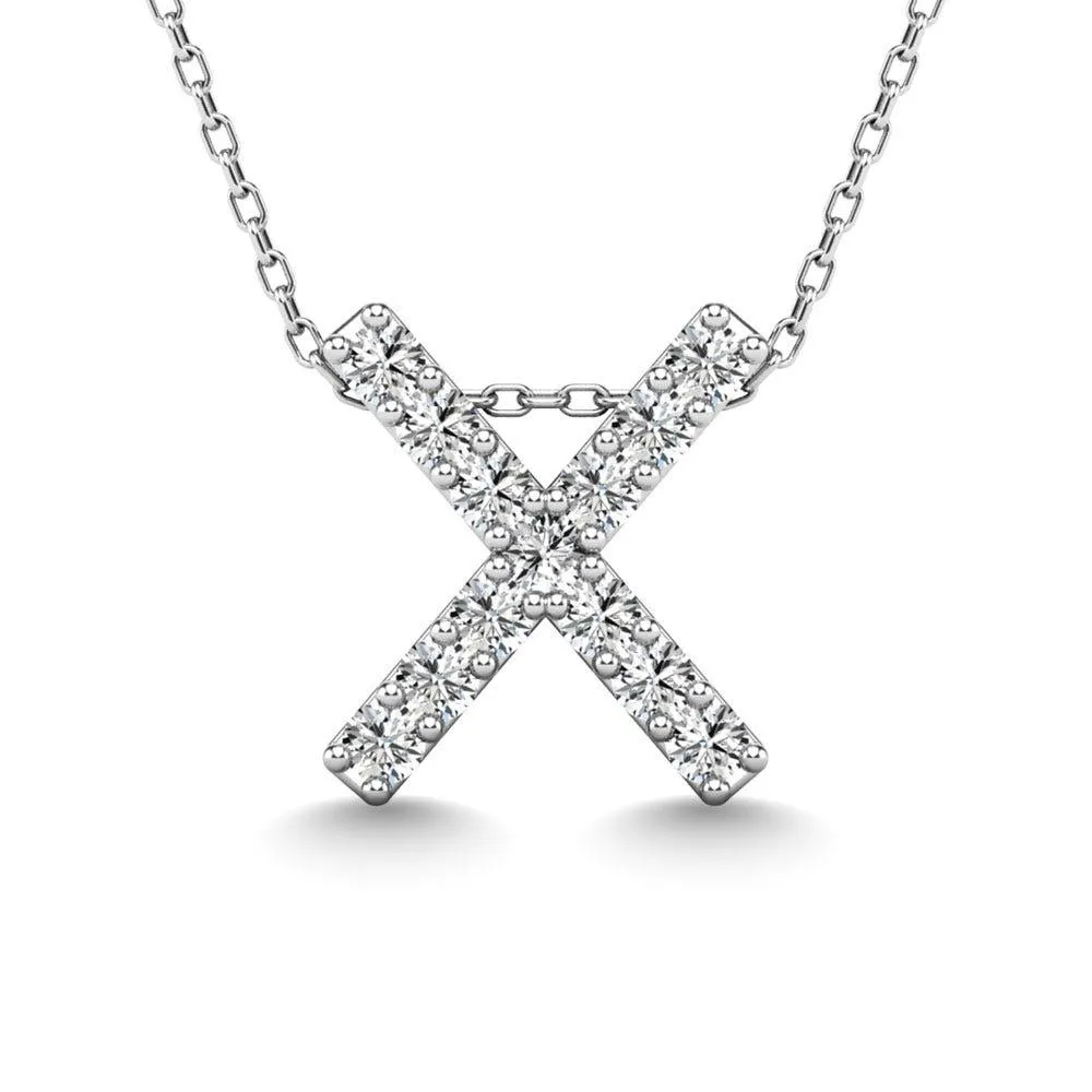 Diamond 1/8 Ct.Tw. Letter X Pendant in 14K White Gold"