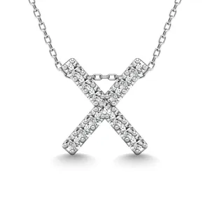 Diamond 1/8 Ct.Tw. Letter X Pendant in 14K White Gold"