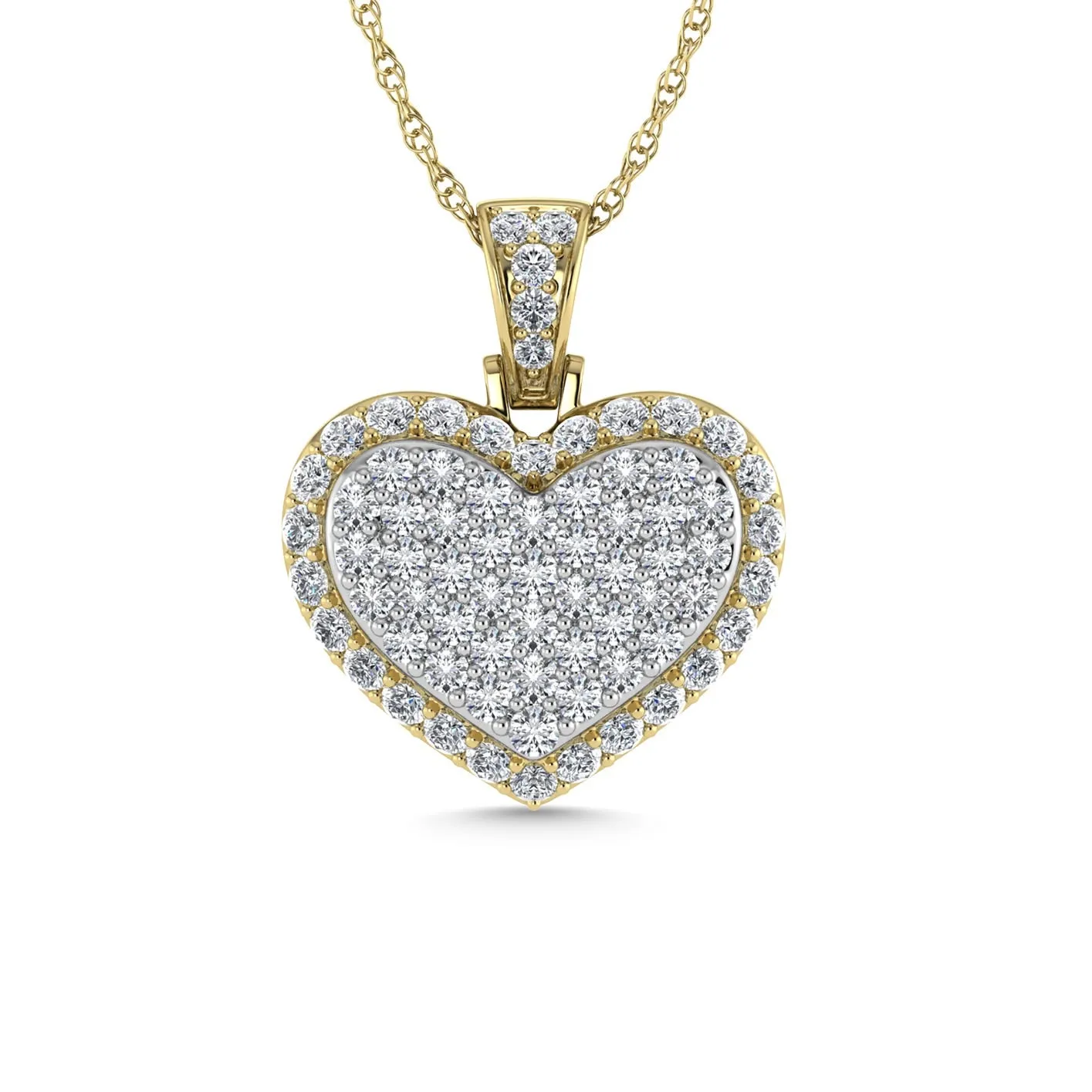 Diamond 3 Ct.Tw. Cluster Heart Pendant in 10K Yellow Gold