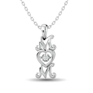 Diamond Shimmering MOM Pendant 1/50 ct tw in Sterling Silver