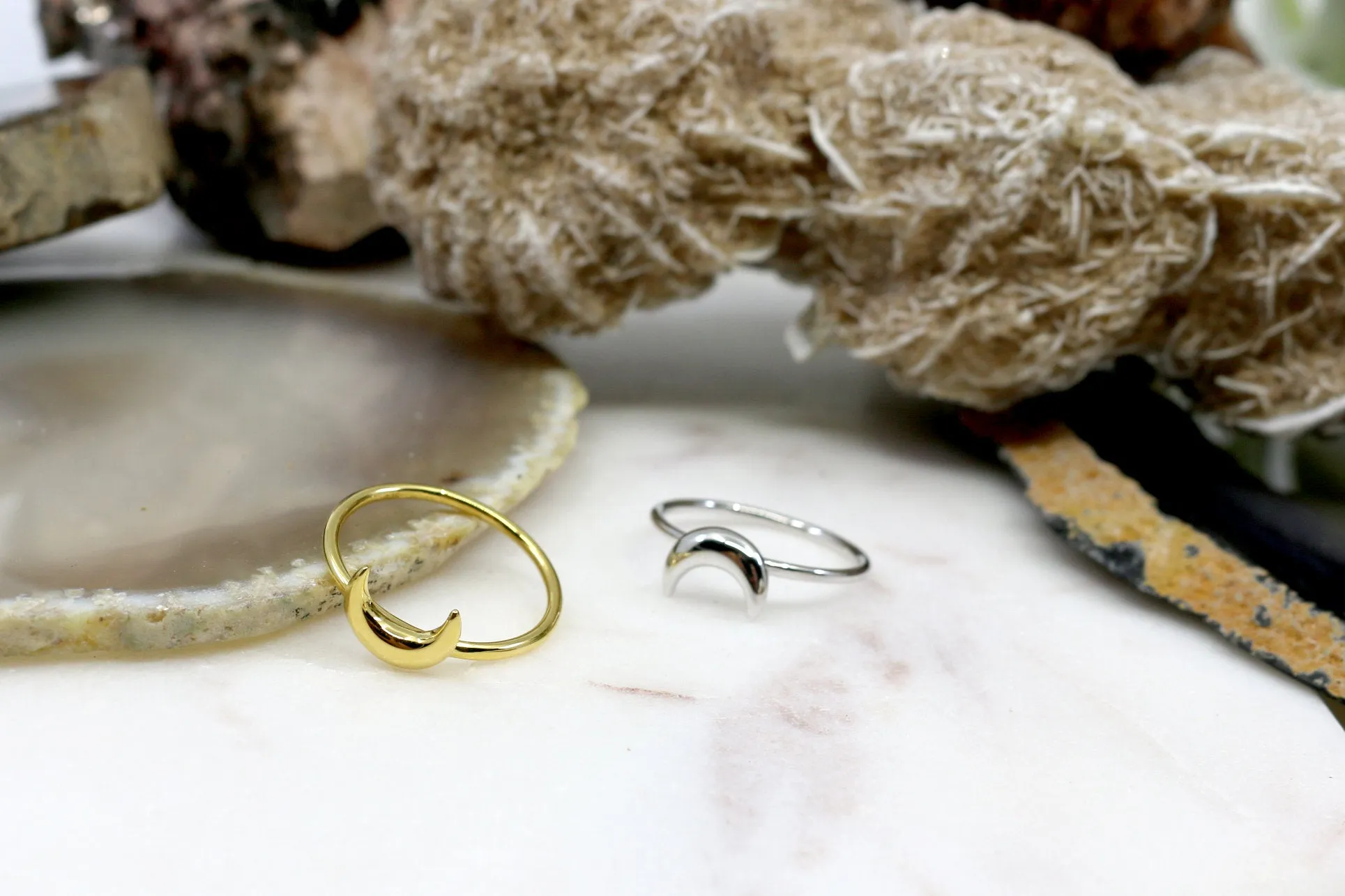 Dynamic // Small Crescent Ring, Vermeil or 925 Sterling Silver, Moon Ring, Gold /// BH-R011