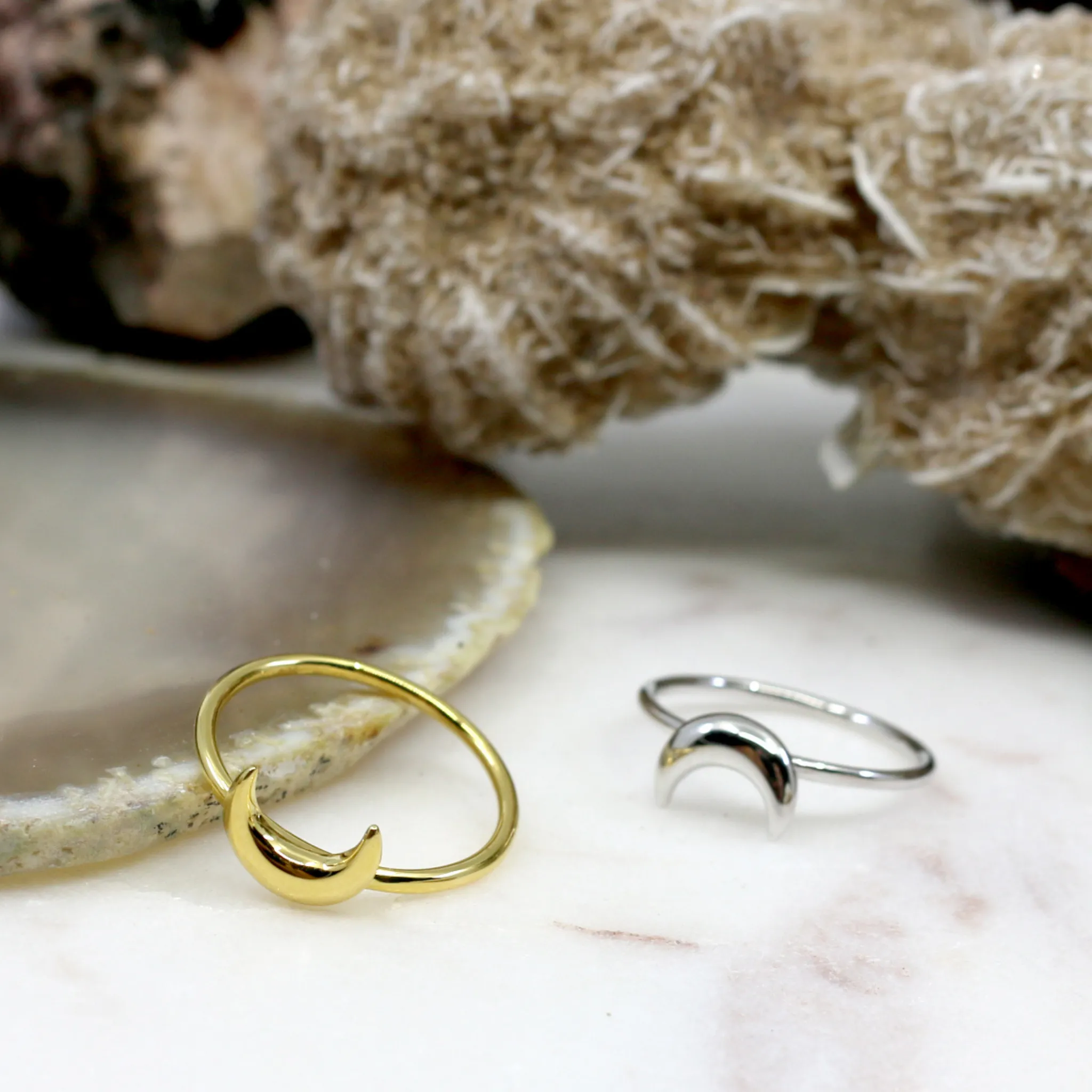 Dynamic // Small Crescent Ring, Vermeil or 925 Sterling Silver, Moon Ring, Gold /// BH-R011