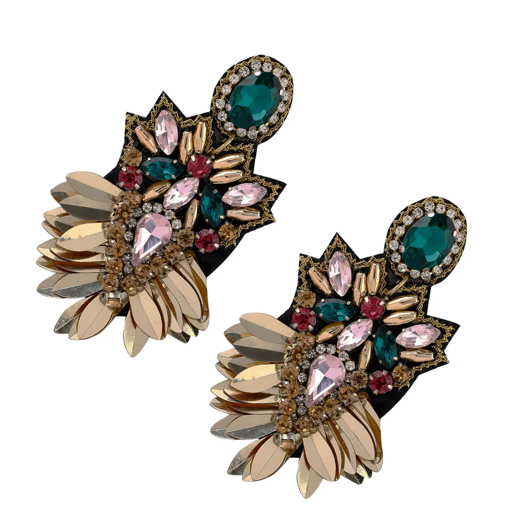 Elegant Gold-Tone Earrings with Crystals and Gems design | elegant and eye-catching