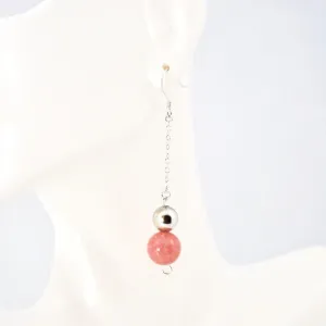 Elegant Pink With Silver Ball Bead Strings Women's Earrings