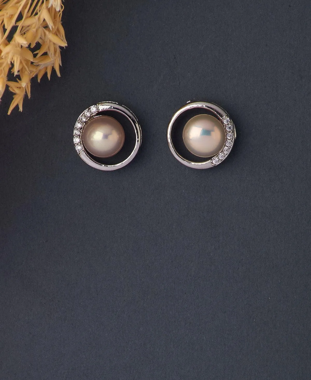 Elegant Real Pearl Stud Earring