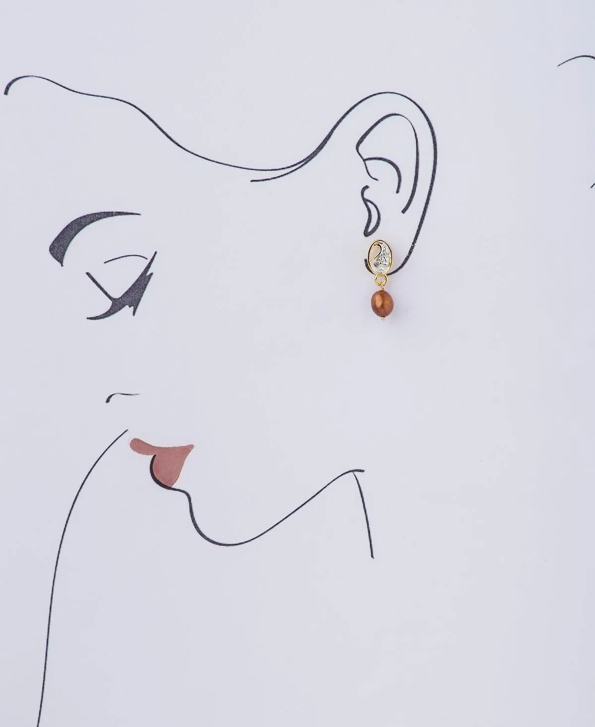 Elegant Stone Studded Pearl Earring