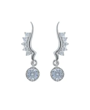 Elegant Stone Studded Silver Earring