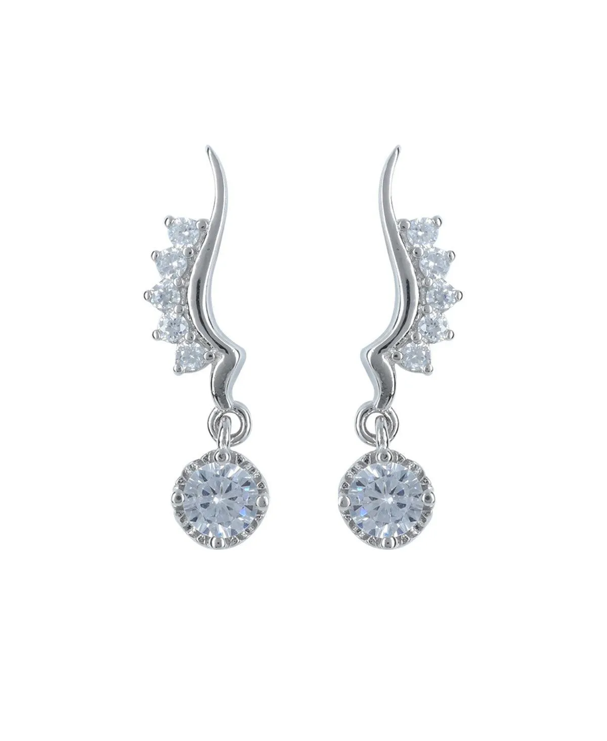 Elegant Stone Studded Silver Earring