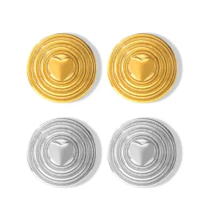 Elegant Titanium Gold-Plated Shield Stud Earrings