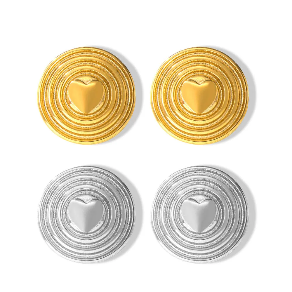 Elegant Titanium Gold-Plated Shield Stud Earrings