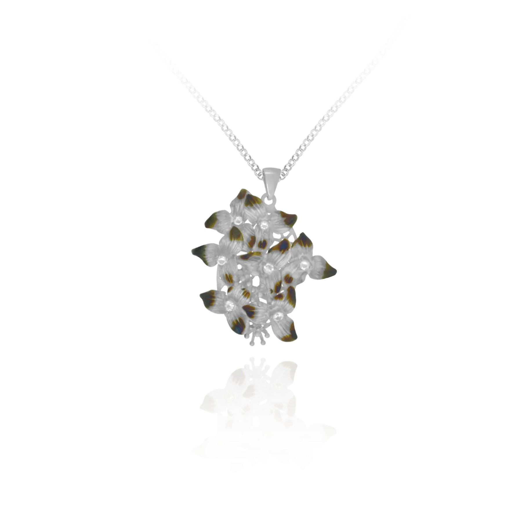 Ember Cluster of Flowers with Sparkling Centers Pendant