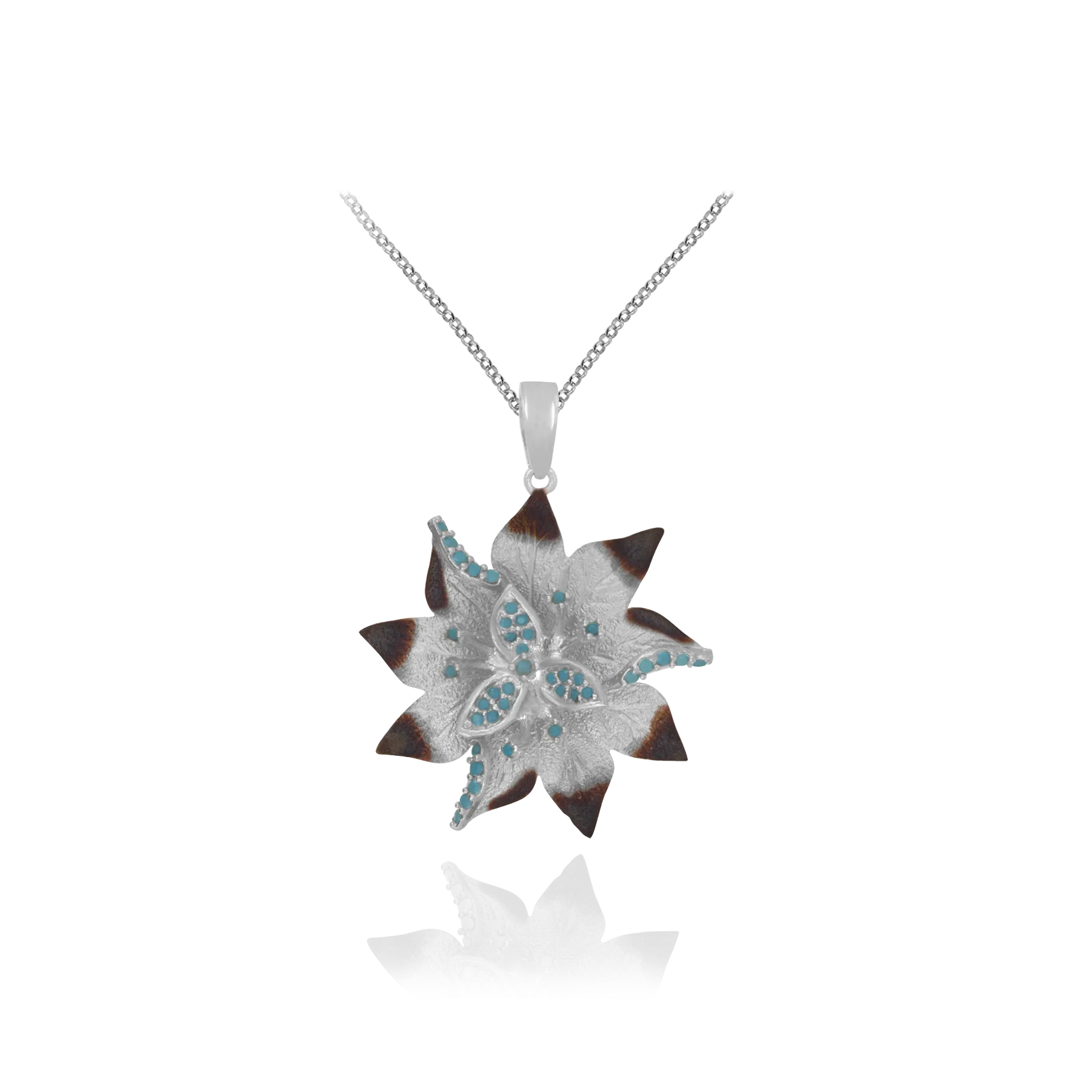 Ember Desert Flower with Sparkling Blue Accents Pendant