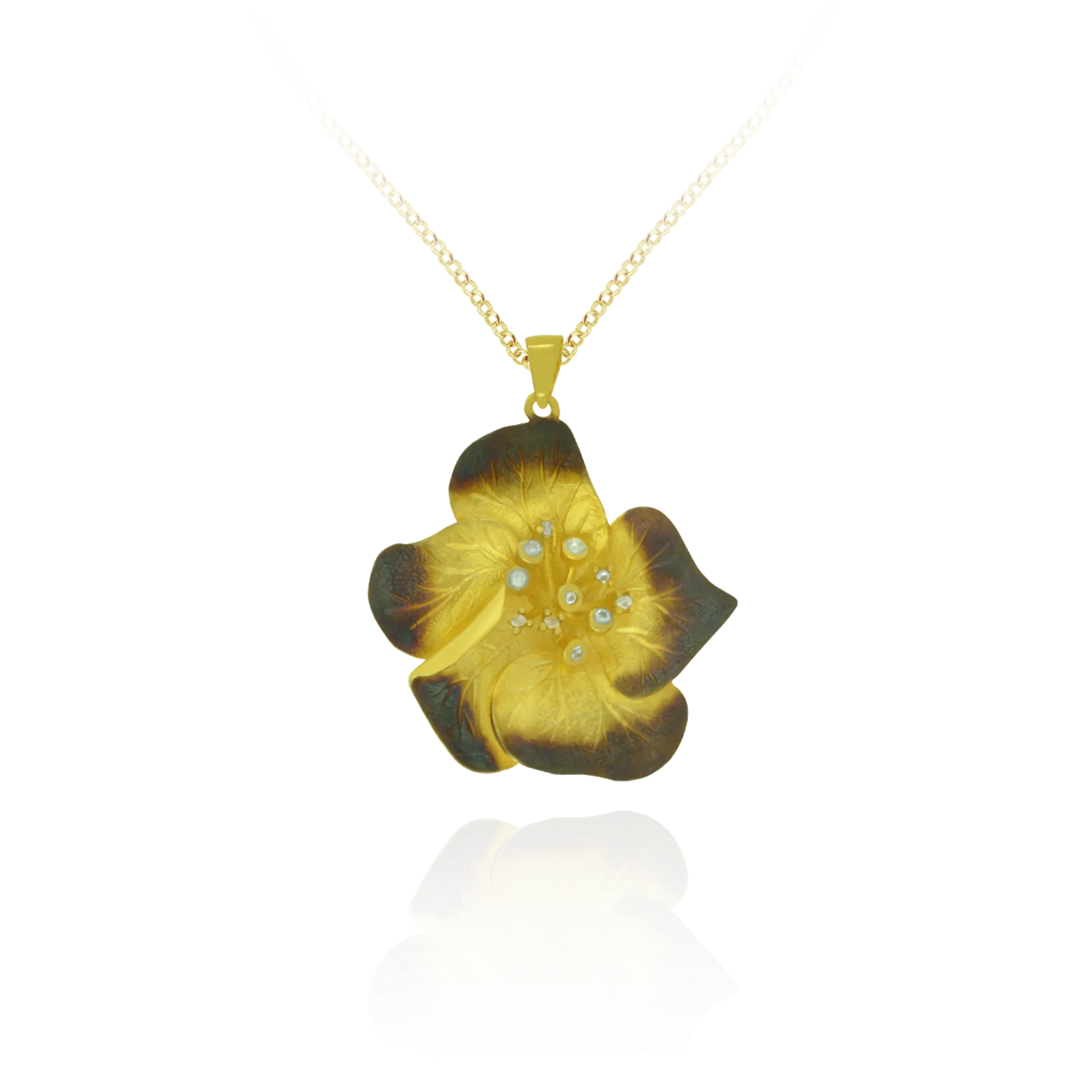 Ember Magnolia Flower with Sparkling Center Pendant