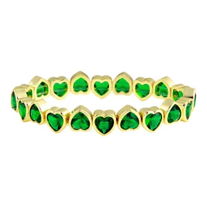 Emerald Stretchy Bezel Heart Bracelet