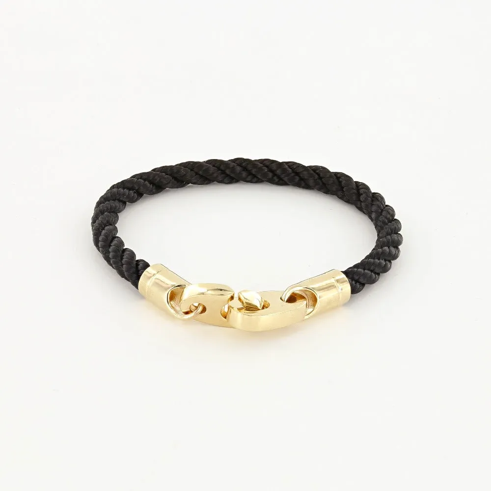 Endeavour Single Wrap Rope Bracelet with Polished Brass Brummels