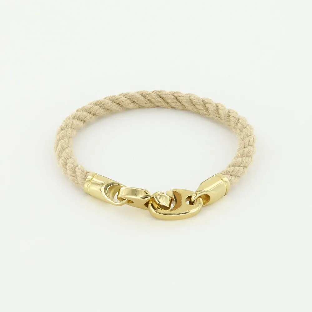 Endeavour Single Wrap Rope Bracelet with Polished Brass Brummels