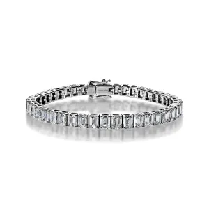 Ensley 18 Carat Emerald Cut Single Row Diamond Tennis Bracelet in 14k White Gold