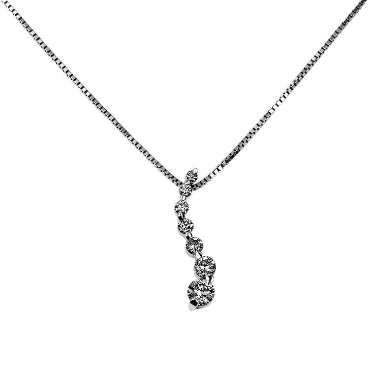 Estate 14K White Gold "Journey" Diamond Necklace