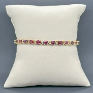 Estate 14K Y Gold 7.00ctw Ruby & 0.49ctw H/SI2-I1 Diamond Bracelet